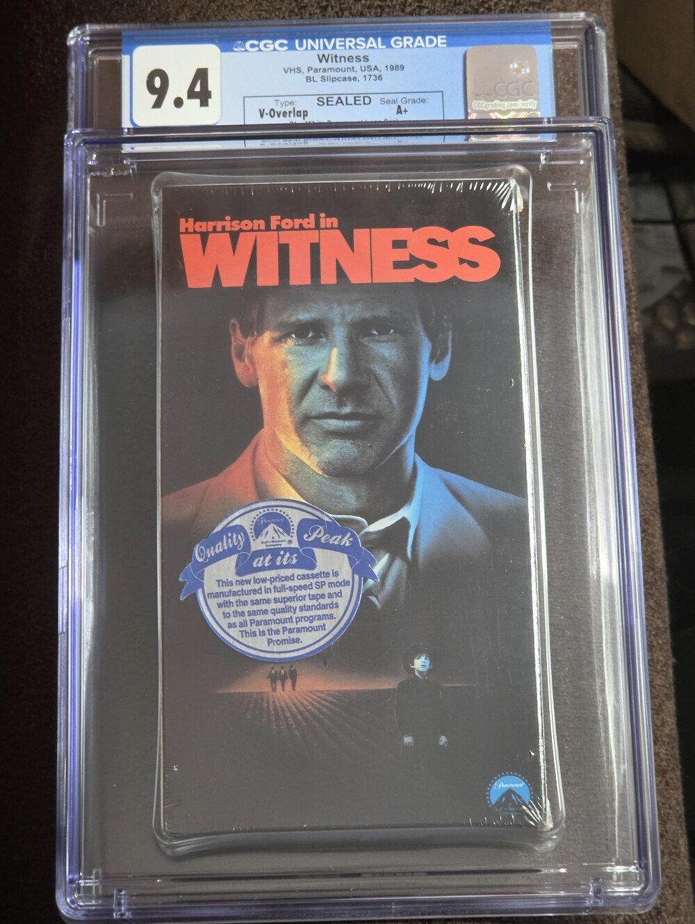Witness  (VHS Sealed Paramount 1989) CGC Graded 9.4 A+ Seal